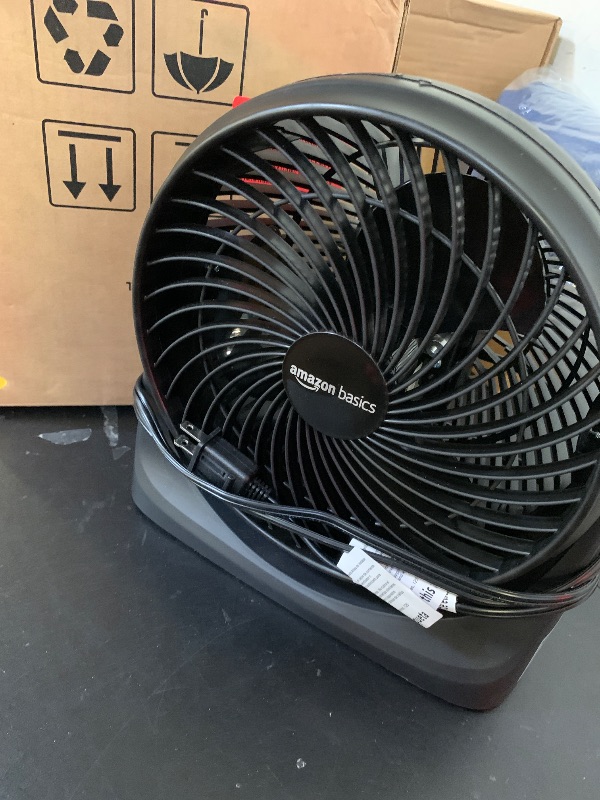 Photo 1 of Amazon Basics Air Circulator Fan, Desk Fan for Bedroom, Home and Office, With 90-Degree Tilt Head, 3 Speed Settings, Lightweight (3 LBS), 35 Watts, Black, 11.1"W x 6.3"D x 10.9"H