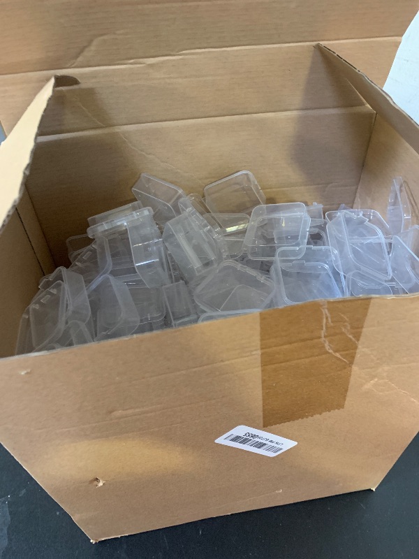 Photo 1 of Soaoo 150Pcs Small Plastic Bead Storage Containers for Organizing with Hinged Lid Transparent Clear Craft Supply Box for DIY Art Craft Accessory, Jewelry, Game Pieces(1.77 x 1.77 x 0.75 Inches)