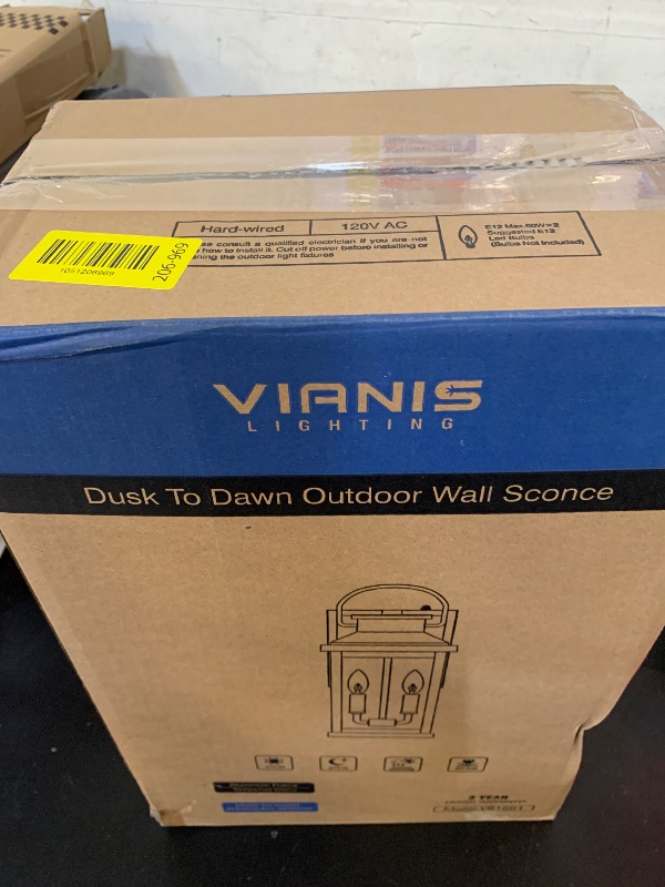 Photo 1 of VIANIS Large Dusk to Dawn Outdoor Light Fixture, Black Exterior Porch Lights Wall Mount Sconce, Modern Outside Lights for House, Anti-Rust Waterproof Outdoor Garage Lighting Lantern for Patio E12 Bulb