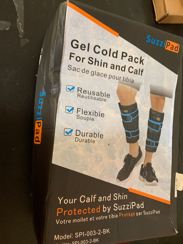 Photo 1 of SuzziPad 360° Cold Pack for Calf, Shin, Arm & Elbow – Ice Wrap with Dual-Cover Design, Adjustable Velcro Straps, Leakproof & Reusable Cold Compress for Post-Workout Recovery (2 Packs), Black