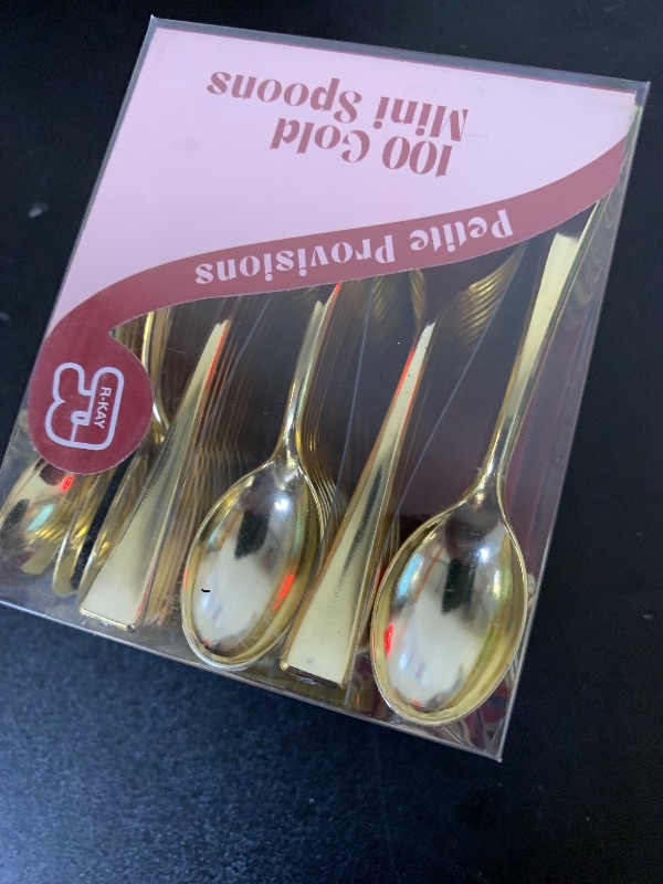 Photo 1 of 100 Pack Gold Small Spoons - 4 Inch Gold Mini Spoons For Dessert, Ice Cream, Tastings, Cocktails, BPA Free Dessert Spoons
