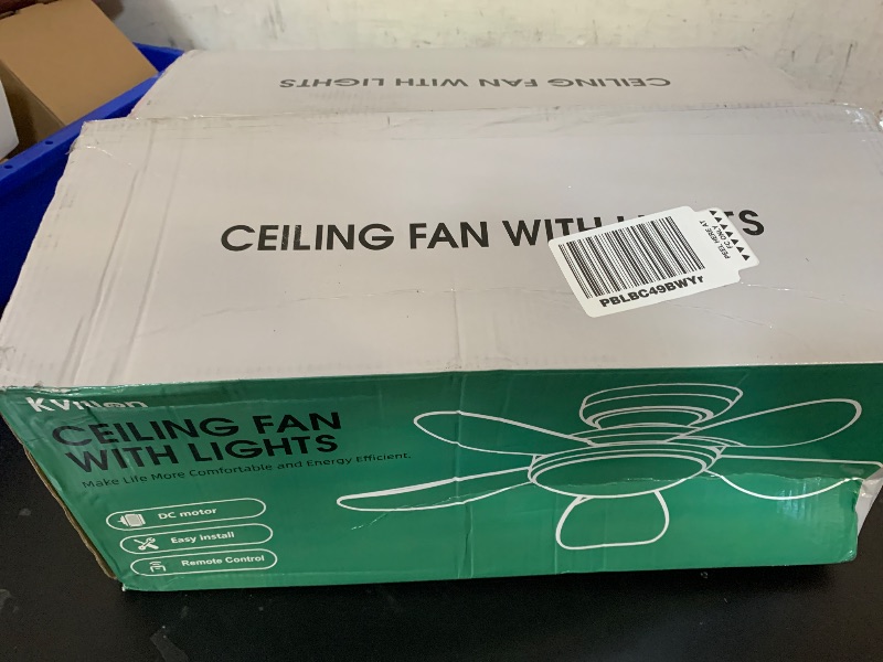 Photo 1 of Kviflon 32 Inch Modern Ceiling Fans with Lights, Small Flush Mount Ceiling Fan with Light and Remote/APP Control, 5 Reversible 6 Speeds Curved Blades, 3 CCT Dimmable Lights for Bedroom, Black