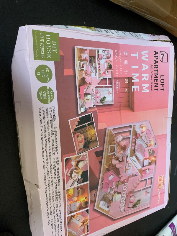Photo 1 of TuKIIE DIY Miniature Dollhouse Kit with Furniture, 1:24 Scale Creative Room Mini Wooden Doll House Accessories Plus Dust Proof & Music Movement for Kids Teens Adults(Warm Moments)