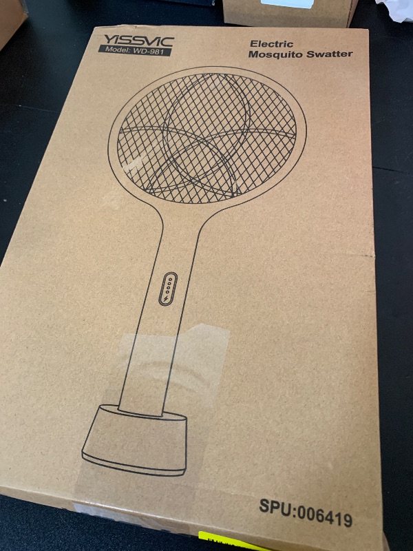 Photo 1 of YISSVIC Electric Fly Swatter 4000V Bug Zapper Racket Dual Modes Mosquito Killer with Purple Mosquito Light Rechargeable for Indoor Home Office Backyard Patio Camping
