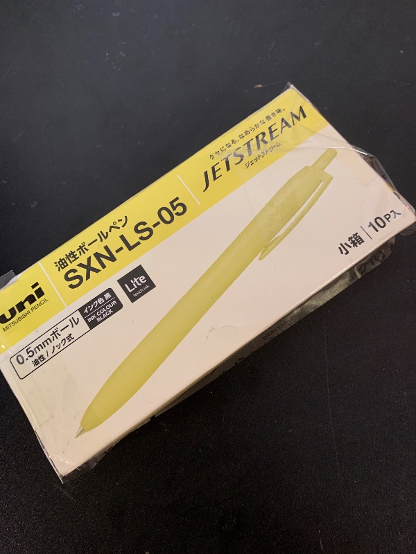 Photo 1 of Uni Jetstream Single Ballpoint Pen, Equipped with 0.5mm Lite Touch Ink (Black), Light Yellow Body, SXNLS05.28, Set of 10