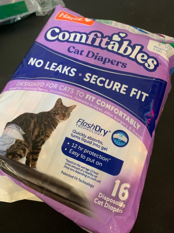 Photo 1 of Hartz Comfitables Cat Diapers, Size XS 16 Count, Comfortable & Secure Fit, Easy to Put On