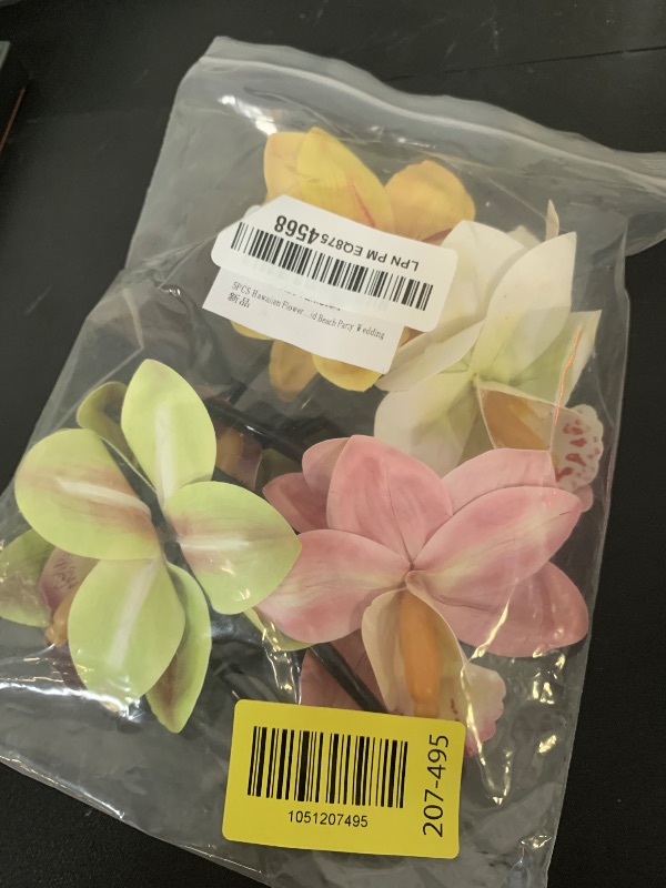 Photo 1 of 5PCS Hawaiian Flower Hair Sticks for Women, Artificial Tropical Flower Hairpins Hair Accessories for Girls Orchid Beach Party Wedding
