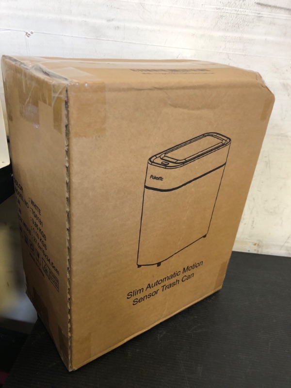 Photo 1 of Pukomc Automatic Small Sensor Trash Can with Touchless Lid, 2.3 Gallon / 9L Smart Garbage Can, Quiet Close White Gold Waste Bin - Perfect for Kitchen, Living Room & Small Spaces