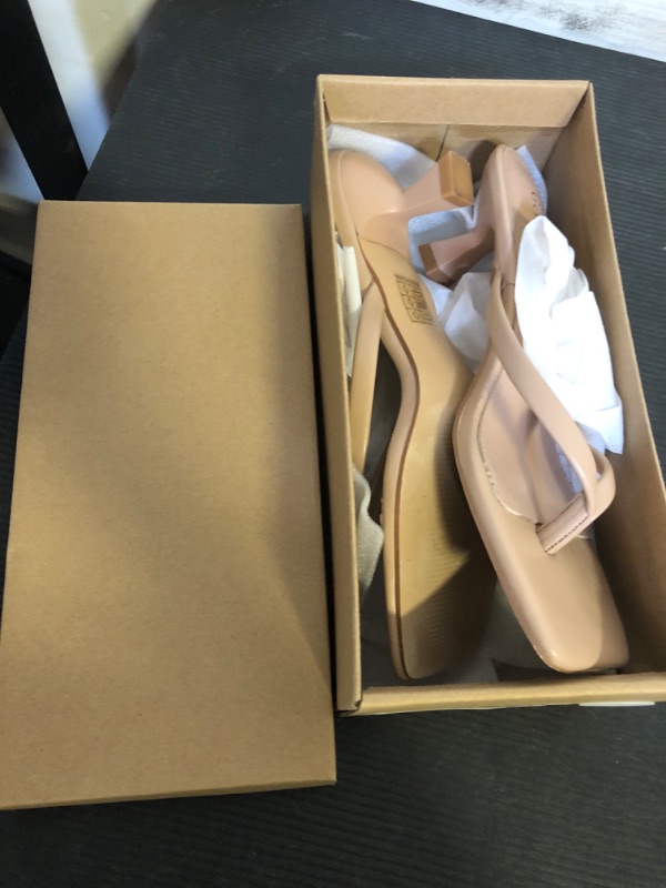 Photo 1 of Goderci Kitten Flip Flop Thong Low Heels for Women Square Open Toe Slip On Heeled Sandals(7,Nude)