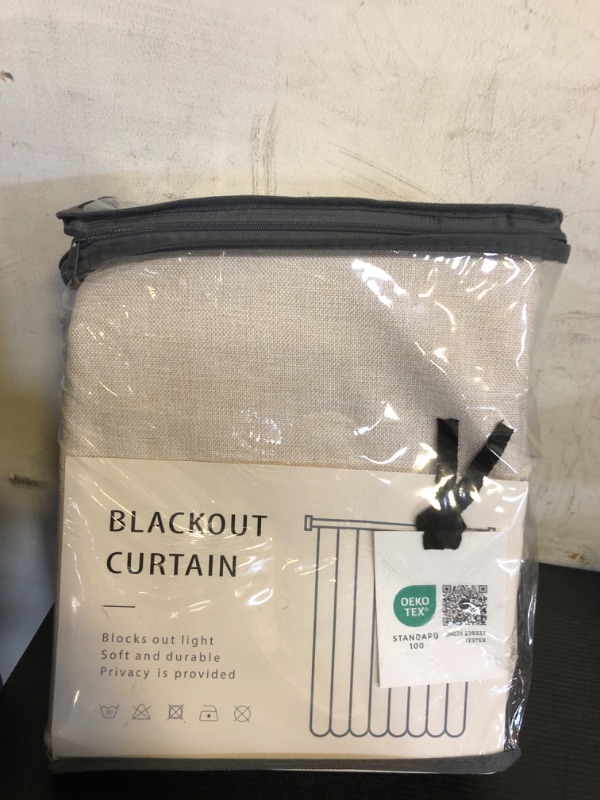 Photo 1 of 100% Blackout Shield Linen Blackout Curtains for Bedroom 84 Inches Long, Back Tab/Rod Pocket Living Room Drapes, Thermal Insulated Blackout Curtains 2 Panels Set, 50" W x 84" L, Cream