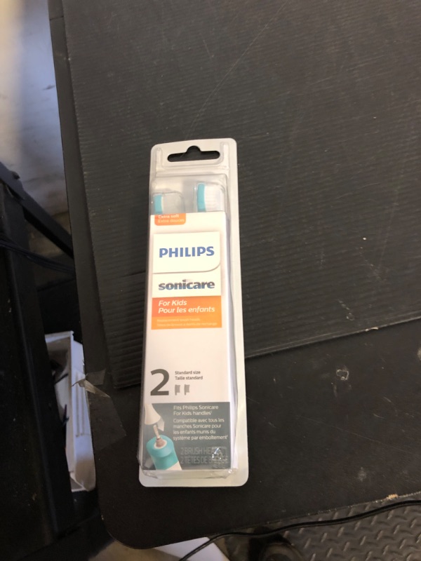 Photo 1 of Philips Sonicare for Kids 7+ Genuine Replacement Toothbrush Heads, 2 Brush Heads, Turquoise and White, Standard, HX6042/94