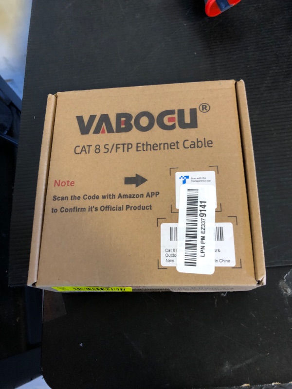 Photo 1 of Vabogu Cat 8 Ethernet Cable, 40ft Heavy Duty High Speed Internet Network Cable, Professional LAN Cable, 26AWG, 2000Mhz 40Gbps with Gold Plated RJ45 Connector, Shielded in Wall,Indoor&Outdoor