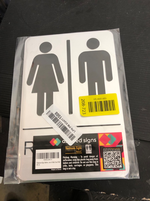 Photo 1 of Unisex Bathroom Signs, Restroom Sign For Business - For Men and Women - 9" by 6" - ADA Compliant with Braille - Strong Double-Sided Adhesives Included - Apply to Office, Home, Public Door/Wall