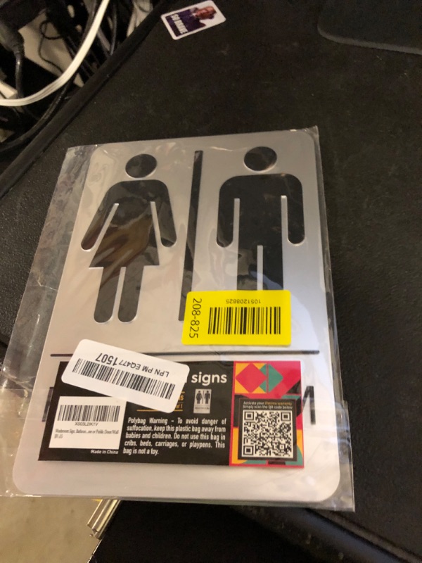 Photo 1 of Unisex Bathroom Signs, Restroom Sign For Business - For Men and Women - 9" by 6" - ADA Compliant with Braille - Strong Double-Sided Adhesives Included - Apply to Office, Home, Public Door/Wall