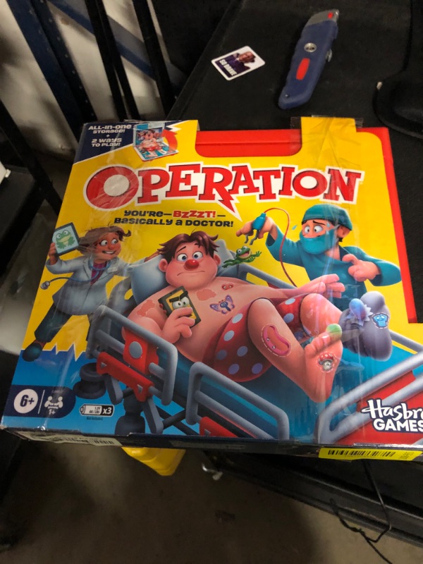 Photo 1 of Operation Electronic Board Game with All-in-One Carrying Case | 2 Ways to Play | Ages 6+ | 1+ Players | 10 Mins. | Fun Kids Games