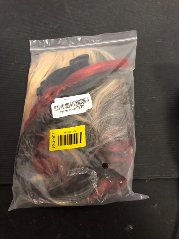 Photo 1 of Geagle Long Blonde Wig with Red and Black Braided Wigs Ponytails Pigtails Clown Cosplay Costume Cosplay Halloween Women 2021