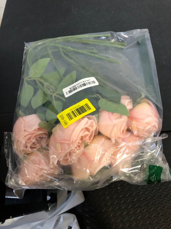 Photo 1 of Coferset 10 Pcs Fake Roses,Artificial Silk Rose Flowers with Long Stems,Realistic Faux Roses for Vase Home Wedding Table Centerpieces Baby Shower Decor (Blush)