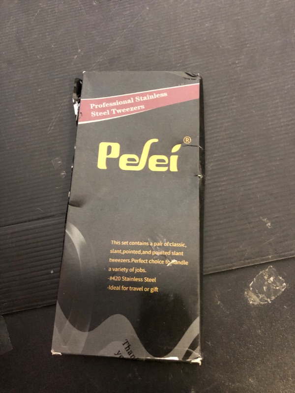 Photo 1 of Pefei Tweezers Set - Professional Stainless Steel Tweezers for Eyebrows - Great Precision for Facial Hair, Splinter and Ingrown Hair Removal (Black)