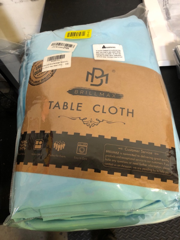 Photo 1 of BRILLMAX 8 Pack Light Blue Tablecloths 70 x 120 Inch for 6ft or 8ft Rectangle Tables - Rectangular Bulk Linen Polyester Fabric Washable Cloth Cover for Wedding Reception Banquet Birthday Party