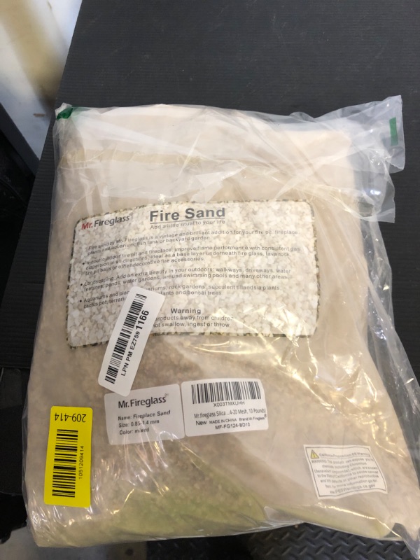 Photo 1 of Mr. Fireglass Natural Silica Sand for Fire Pits, Fireplaces, Garden and Landscape Decoration, Fireproof Base Layer Fire Sand Gas Fire Pits Filler Under Lava Rock or Fire Glass (14-20 Mesh,10 Pounds)