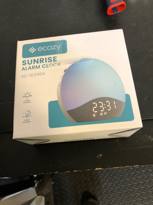 Photo 1 of ecozy Sunrise Alarm Clock, White Noise Sound Machine, Upgraded Backlit Buttons for Bedrooms, 26 Soothing Sounds, 17 Night Lights, Bluetooth Speaker, Wake Up Sunlight for Heavy Sleepers, Adults, Kids
