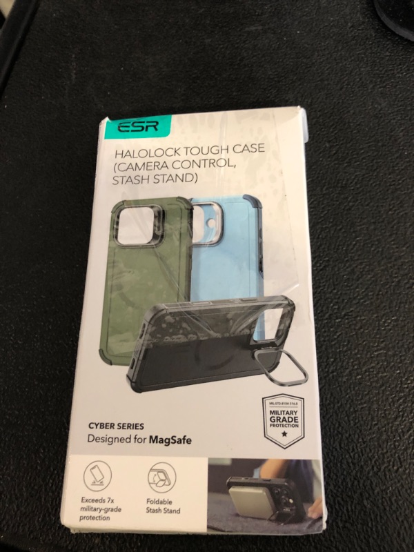 Photo 1 of ESR for iPhone 16 Case with Stash Stand, Camera Control, 23FT Military-Grade Shock-Absorbing Drop Protection, Compatible with MagSafe Accessories, Magnetic Cyber Series, Light Green