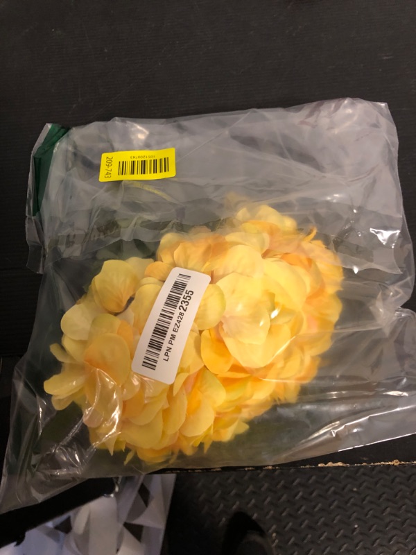 Photo 1 of Blooming Paradise 2Bouquets Artificial Fake Flowers Silk Hydrangea Arrangements Wedding Bouquets Decorations Plastic Floral Home Kitchen Garden Party Festival Bar DIY(Yellow,5 Flower Heads)