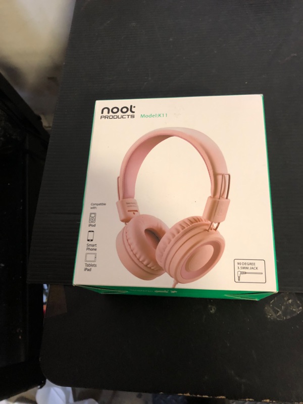 Photo 1 of noot products Kids Headphones K11 Foldable Stereo Tangle-Free 5ft Long Cord 3.5mm Jack Plug in Wired On-Ear Headset for iPad/Girls/Boys/School/Laptop/Travel/Plane/Tablet-Soft Pink