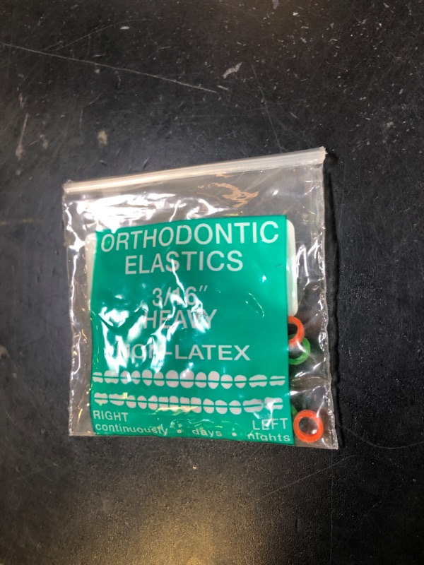Photo 1 of Neon Non-Latex 100 counts Intraoral Elastic Bands Orthodontic Elastics Dental Rubber Bands Made in US Heavy 3/16'', Neon