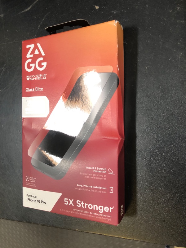 Photo 1 of ZAGG Glass Elite Screen Protector for iPhone 16 Pro - 5X Stronger, Reinforced Edges, Ultra-Strong Tempered Glass, Scratch Resistant, Anti-Smudge, InvisibleShield, Easy Installation, Eco-Friendly