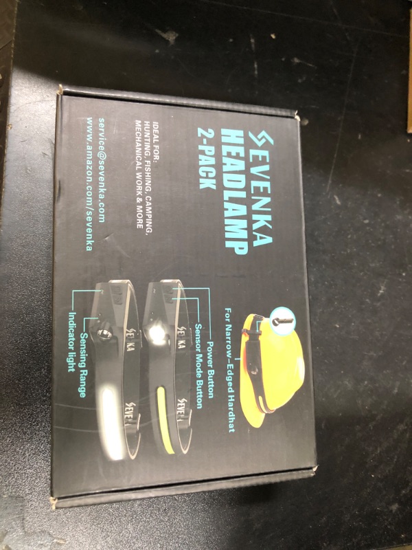 Photo 1 of SEVENKA 2 Rechargeable Headlamps, Bright LED Headlamp Flashlight, 1000 Lumen 230° Wide Beam&Spot Light, Sensor Mode, 2.4oz Lightweight Head Lamp with Clips for Hardhat, Camping,Running