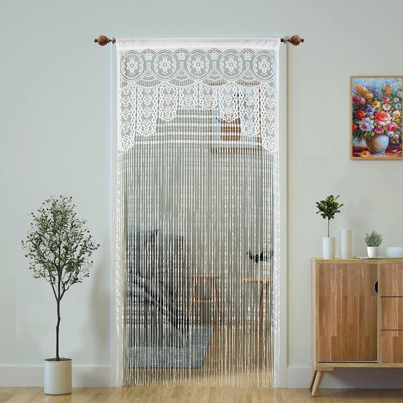 Photo 1 of (SIMILAR NOT EXACT ) YaoYue Macrame Lace Door String Curtain for Doorways,Room Divider Doorway Hippie Window Panel Room Divider Wall Closet Curtains for Bedroom Closet Door Drapes Decorations (35×79in/90×200cm,White)
