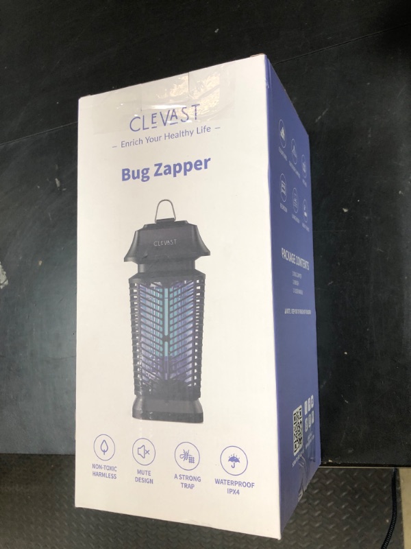 Photo 1 of CLEVAST Bug Zapper Outdoor - Electric Mosquito Killer with UV Light, Waterproof Fly Trap for Patio, Yard, Garden, Indoor Use, Black Insect Zapper Lamp - Modern