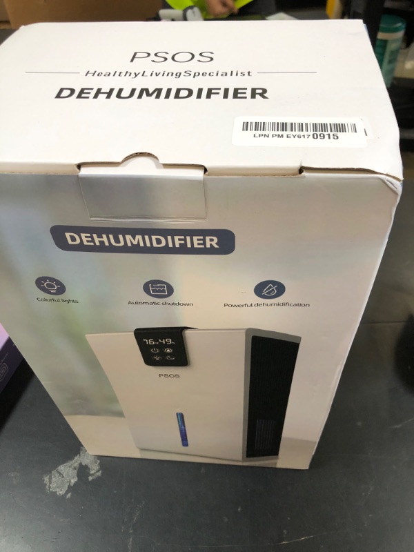 Photo 1 of Dehumidifier, Dehumidifiers for Home, 98 OZ Water Tank, (1000 sq.ft) Quiet Dehumidifier for Basement, Bedroom, Bathroom with Humidity Display, Auto Shut Off, Relaxing 7 Color Ambient Light(Gray)