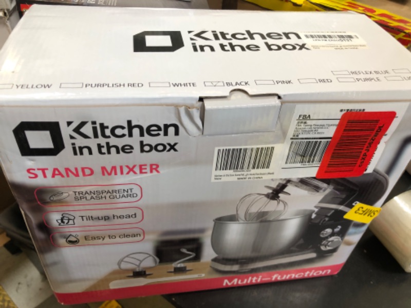 Photo 1 of Kitchen in the box Stand Mixer,3.2Qt Small Electric Food Mixer,6 Speeds Portable Lightweight Kitchen Mixer for Daily Use with Egg Whisk,Dough Hook,Flat Beater (Black)
