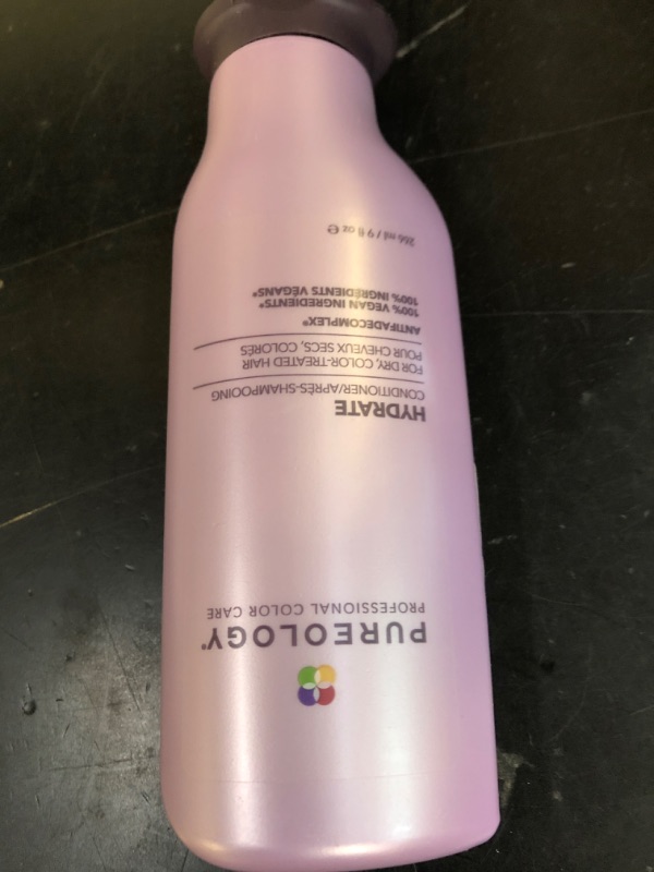 Photo 1 of Pureology Hydrate Conditioner - For Dry or Color-Treated Hair, Restores Moisture & Softness, Seals In Hydration, Color-Safe, Vegan, 9 Fl Oz