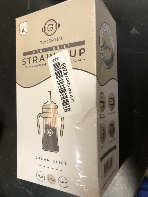 Photo 1 of GROSMIMI Spill Proof no Spill Magic Sippy Cup with Straw with Handle for Baby and Toddlers, Customizable, PPSU, BPA Free 10 oz (Beige)