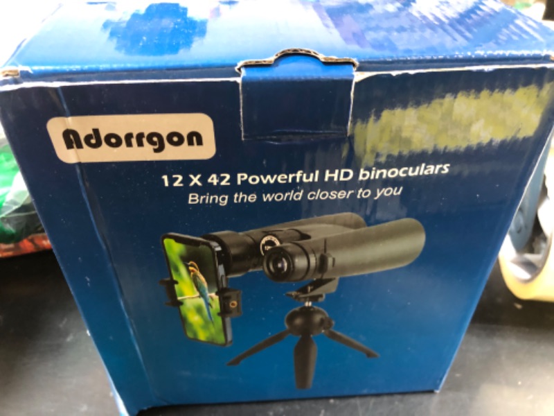 Photo 1 of Adorrgon 12x42 HD Binoculars for Adults High Powered with Phone Adapter, Tripod and Tripod Adapter - Large View Binoculars with Clear Low Light Vision - Binocular for Bird Watching Cruise Travel