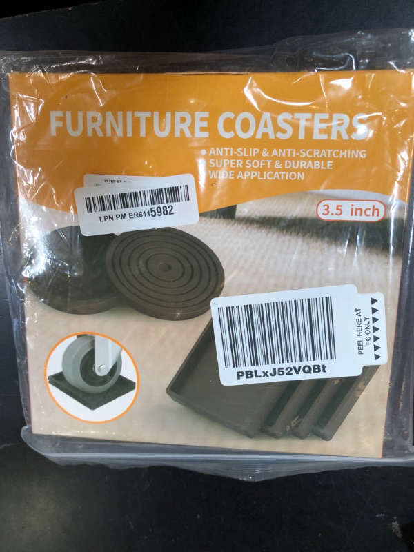 Photo 1 of Furniture Coasters Caster Cups Rubber 3.5 inch Square No Slip Pads Hardwood Floors Protectors-for Furniture Legs Sofa Bed Piano Chair Feet Prevent Sliding Stoppers (8, Brown Square 3.5 inch)