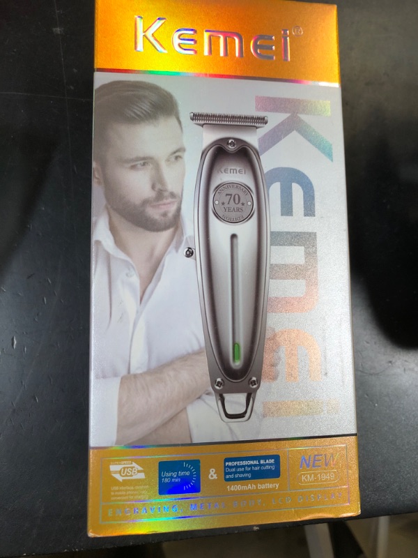 Photo 1 of KEMEI Professional Beard and Hair Trimmer for Men, Cordless T-Blade Trimmers, Electric Hair Clippers for Barbers and Stylists, All Body Grooming Model 1949
