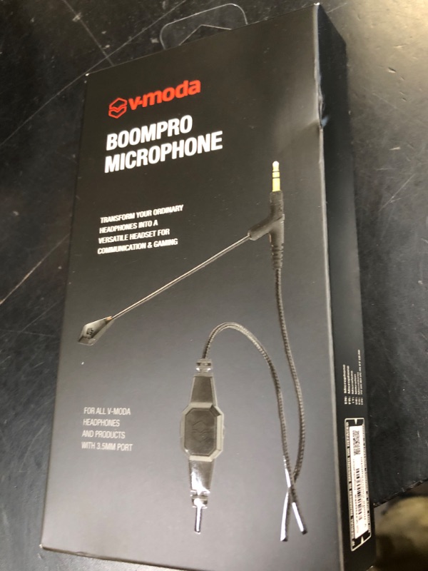 Photo 1 of V-MODA BoomPro Microphone | for Gaming & Communication | Wired - 3.5 mm Jack | Flexible Boom | Clip-on Controller with Mute Button & Volume Wheel | Black