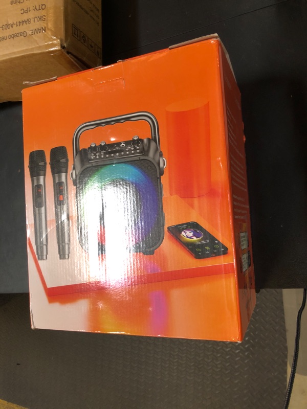 Photo 1 of Karaoke Machine, Portable Bluetooth Speaker with 2 Wireless Microphones for Adults & Kids with Lights, Karaoke Microphone with PA System Supports USB/TF/REC/FM/AUX for Home Party Home System Packages