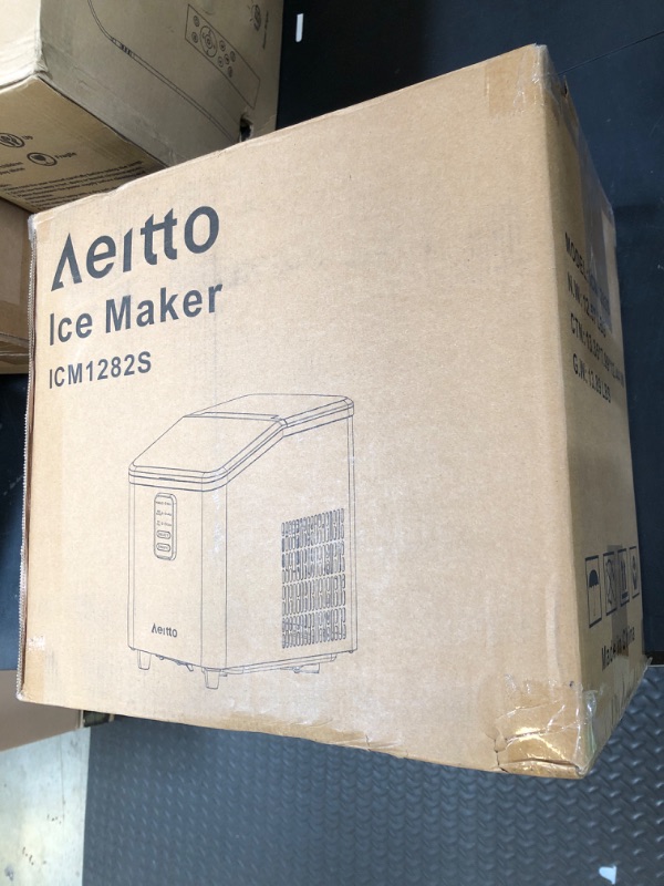 Photo 1 of Aeitto Ice Maker Countertop 26lbs/24H, Ice Machine 8 Ice Cubes Ready in 6 Mins, 2 Sizes of Bullet Ice Portable Ice Makers with Basket & Scoop, Auto Self-Cleaning for Home/Kitchen/Office Stainless