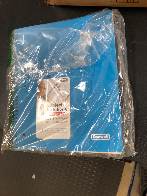 Photo 1 of Dunwell 1-Subject Notebook College Ruled, (Blue) 100 Sheets (200 Pages), Perforated Paper, 3 Hole Punched, Spiral Notebook 8.5 x 11, Protective Plastic Cover, Divider with Pockets