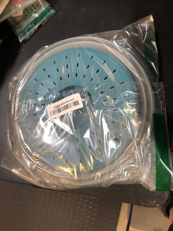 Photo 1 of 2 in 1,WENWELL Microwave Splatter Cover for Food & Mat, Vented Collapsible Kitchen dish bowl Plate lid Can be Hung, Easy to Shake Hands,Drainer Basket,BPA-Free Silicone & Plastic