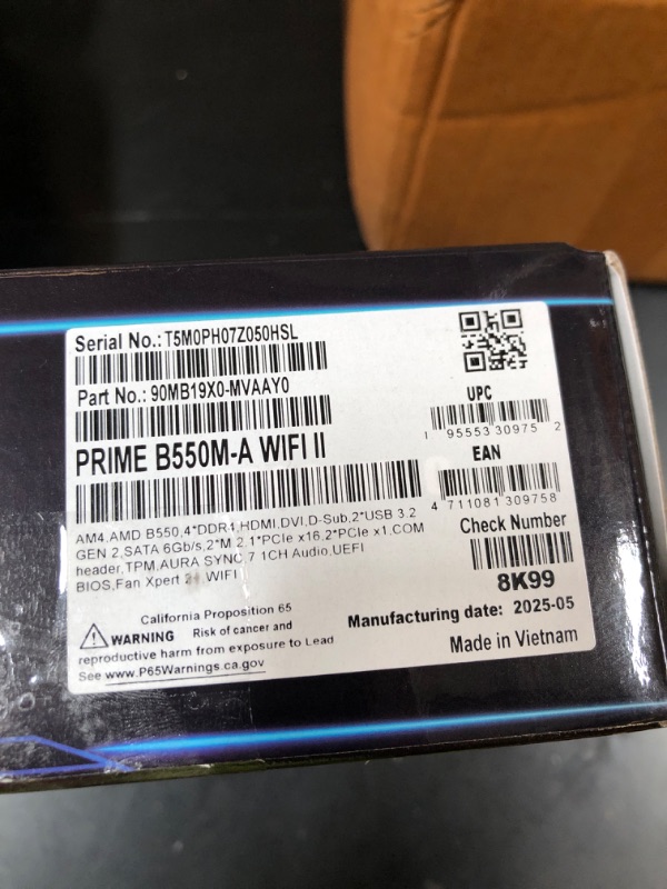 Photo 1 of ASUS Prime B550M-A WiFi II AMD Micro ATX Motherboard with PCIe 4.0, WiFi 6, ECC Memory, HDMI 2.1, RGB Header