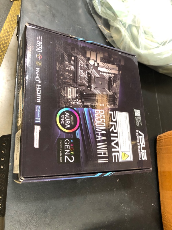 Photo 1 of ASUS Prime B550M-A WiFi II AMD Micro ATX Motherboard with PCIe 4.0, WiFi 6, ECC Memory, HDMI 2.1, RGB Header