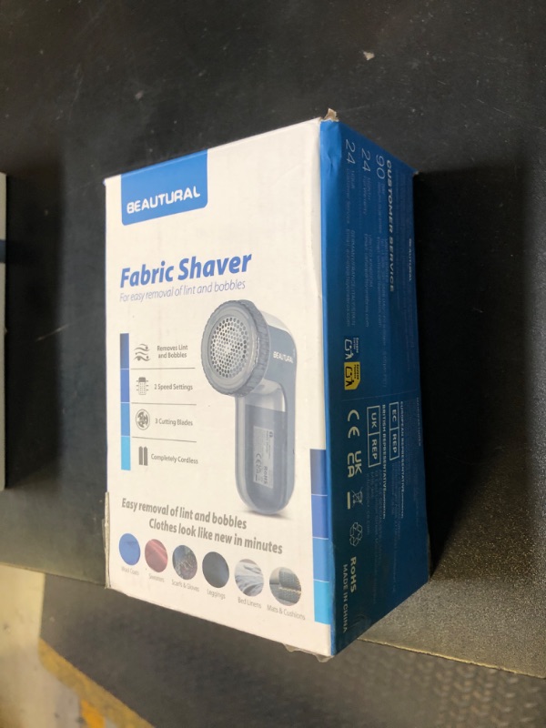 Photo 1 of BEAUTURAL Fabric Shaver and Lint Remover, Sweater Defuzzer with 2-Speeds, 2 Replaceable Stainless Steel Blades, Battery Operated, Remove Clothes Fuzz, Lint Balls, Pills, Bobbles Gray