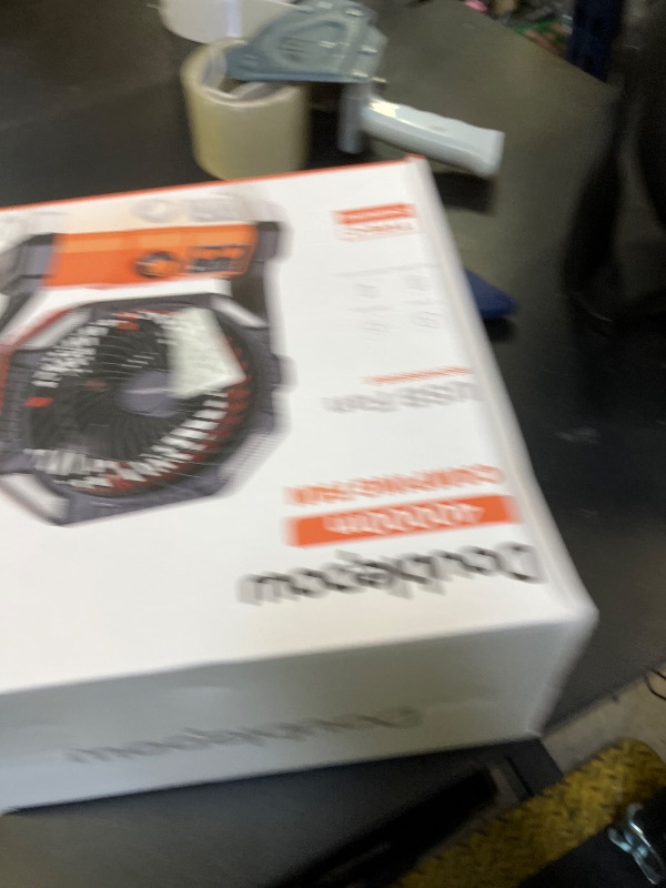 Photo 1 of Camping LED Fan with Light, 40000m Rechargeable Battery Powered Outdoor Tent Fan with Light and Hook, 6 Speed, Personal USB Desk Fan for Camping, Fishing, Power Outage,Hurricane, Worksite