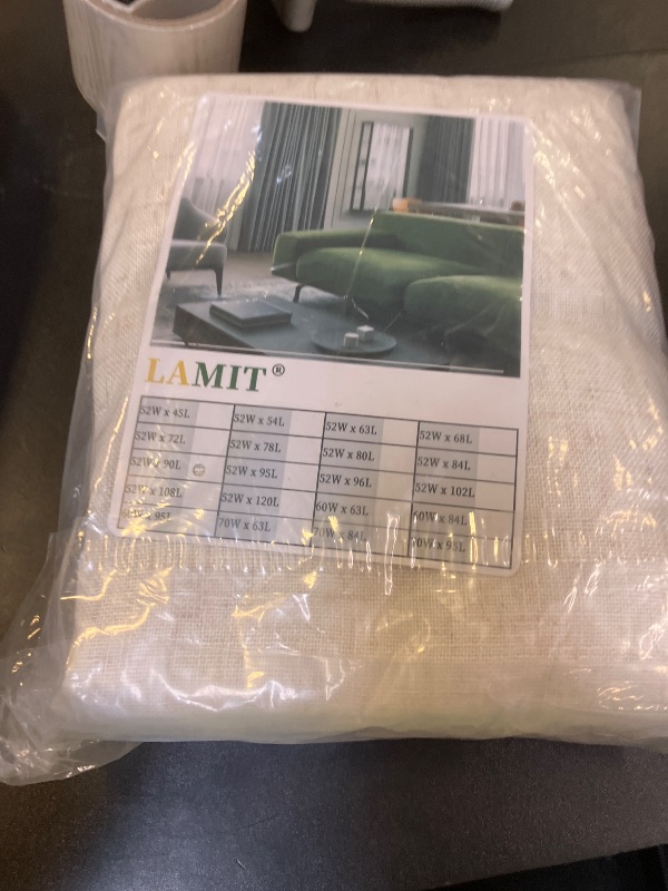 Photo 1 of LAMIT Cream Linen Curtains 90 Inch for Living Room, Back Tab and Rod Pocket Linen Textured Boho Curtains Light Filtering Rustic Drapes for Bedroom/Dining Room, Set of 2, 52 x 90 Inch